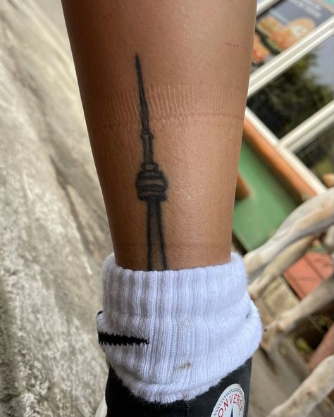 Cn Tower Tattoo, Tower Tattoo, Toronto Tattoo, Simplistic Tattoos, A Tattoo, Cn Tower, Tattoos And Piercings, Small Tattoos, Tatting