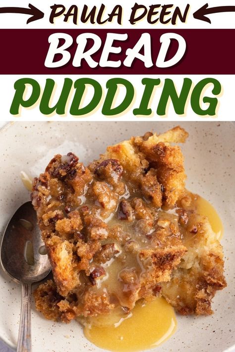 Looking for a cozy fall dessert? Paula Deen's bread pudding is for you! This bread pudding features sugared pecans, creamy custard, and brandy butter sauce. Brandy Bread Pudding, Bread Pudding With Pecans, Paula Deen Bread Pudding Recipe, Cajun Bread Pudding, Best Bread Pudding Recipe Paula Deen, Custard Bread Pudding Recipe Old Fashion, Pioneer Woman Bread Pudding, Paula Dean Bread Pudding, Bread Pudding Recipe Old Fashion