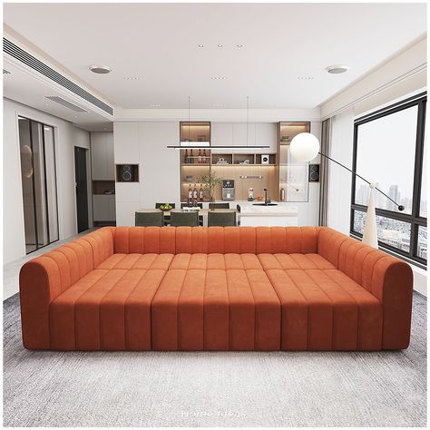 Sofa #chair #sofa #armchair #nichedesignchair #Creativechair #Leisurechair #Furniturerecommendation #furnituregooditems #highappearancelevelfurniture #homeinspiration #furniture #Homedesign #Accidentalart #Designer #casualchairfullofdesign #Internetcelebritysofachair #lazysofachair Sectional Sleeper Sofas, Orange Modular Sofa, Playpen Sofa, Living Room Conversation Pit, Conversation Pit 70's, Canape Design, Unique Couches, Pit Sectional Sofa, Banquette Sofa