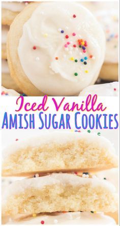 Iced Vanilla Amish Sugar Cookies - The Gold Lining Girl Cookies With Sprinkles, Amish Sugar Cookies, Drop Sugar Cookies, Sugar Cookies With Sprinkles, Soft Sugar Cookie Recipe, Cream Cheese Sugar Cookies, Pumpkin Sugar Cookies, Best Sugar Cookie Recipe, Pantry Ingredients