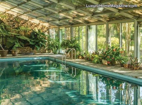 Indoor Swimming Pool Design, Indoor Pool Design, Piscina Interior, Indoor Pools, Indoor Outdoor Pool, Luxury Pools, Dream Pools, Sunrooms, Indoor Swimming