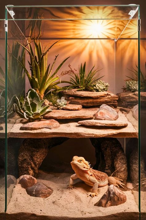 25 Bearded Dragon Terrarium DIY [Within Budget] Bearded Dragon Terrarium Ideas Tanks, Cute Bearded Dragon Tank, Beardie Tank, Reptile Diy, Pet Terrarium, Diy Bearded Dragon Enclosure, Bearded Dragon Terrarium Ideas, Dragon Terrarium, Diy Reptile