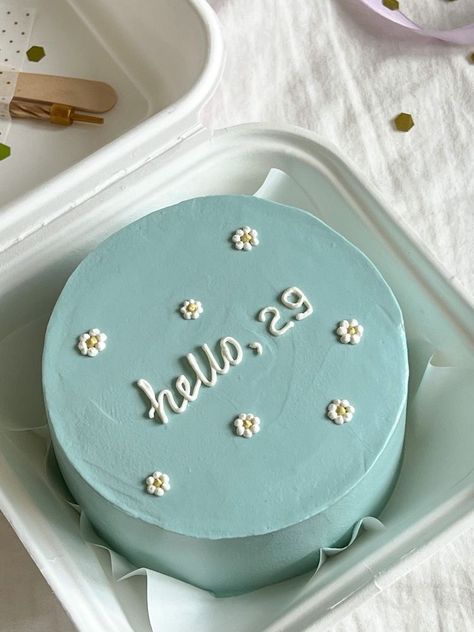 Minicake Ideas Birthday, Birthday Cake 27 Woman, Aethstetic Cake, Bento Cake Design Aesthetic, Simple Birthday Cakes For Women, Aestethic Birthday Cake, Bolos Aesthetic, 29 Birthday Cake, Birthday Cake 27