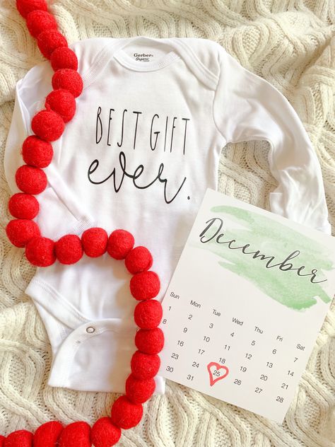 Christmas Baby // December Baby Announcement // Best Gift Ever Onesie December Baby Announcement, Beautiful Sounds, Rainbow Baby Announcement, Christmas Baby Announcement, December Baby, Christmas Pregnancy Announcement, Baby Announcement Photos, Baby Due