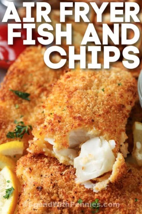 Air Fryer Fish And Chips, Air Fried Fish, Air Fryer Fish Recipes, New Air Fryer Recipes, Air Fryer Recipes Snacks, Recipes Salmon, Air Fryer Fish, Air Fryer Cooking Times, Fish Dinner Recipes