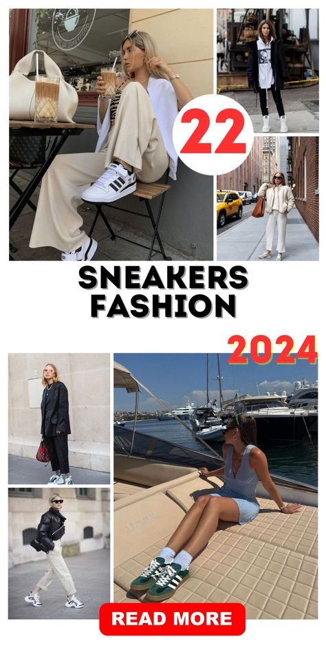 Sneakers Fashion 2024 Unleashing Creativity in Outfits explores the pivotal role of sneakers fashion in 2024 in unleashing creativity in outfit choices. It vividly demonstrates how sneakers have the transformative power to elevate and imbue any look with a unique blend of flair and confidence. Spring Outfit Sneakers, Sneaker Looks For Women, Women's Sneakers Fashion, Trendy Shoes 2024 Women, Womens Sneaker Outfits, Sneakers Spring Summer 2024, Women’s Sneaker Outfits, Trendy Summer Outfits 2024 Women, Fashionable Sneakers Women