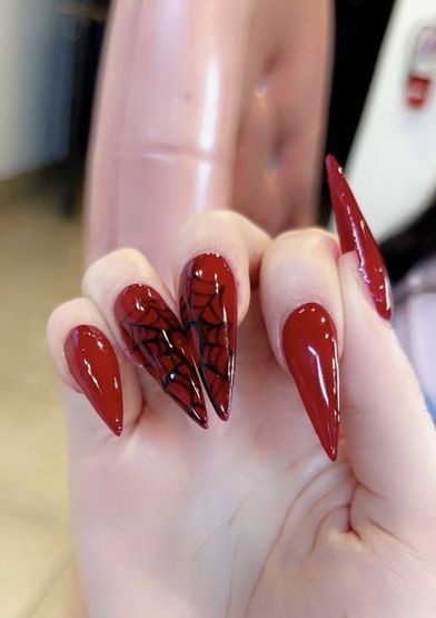 Red Nail Designs, Red Nail, Nails Nailart, Red And Black, Spiderman, Nail Designs, Nail Polish, Nails, Red