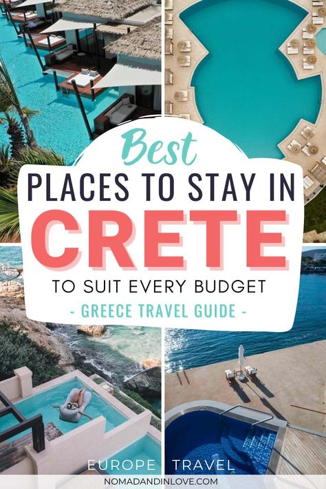 Looking for the best places to stay in Crete Greece? This Crete travel guide shares tip on where to stay in Crete with kids, for the ultimate Crete honeymoon and more. | best places in crete | greece travel guide | traveling to crete greece | greece vacation | crete off the beaten path | crete family holiday | where to stay in crete greece | where to stay in chania crete | best hotels in crete | boutique hotel crete | crete greece hotel | honeymoon in crete greece | couple in crete Best Places To Stay In Crete Greece, Where To Stay In Crete Greece, Crete Honeymoon, Crete Itinerary, Greece Couple, Crete Beaches, Greece Hotel, Greece Resorts, Crete Hotels