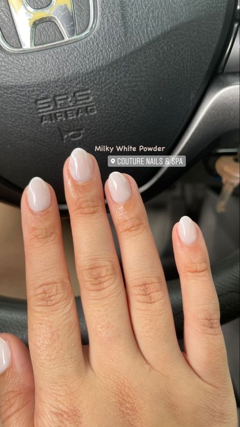 Short Rounded Neutral Nails, Short Dip With Tip Nails, Wedding Nails Simple Short, Extremely Short Almond Nails, Rounded Wedding Nails, Short Acrylic Nails For Stubby Fingers, Dip Nails On Short Nails, Acrylic On Natural Nails Short, Short Round Pearl Nails