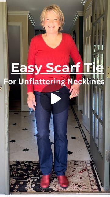 Tying A Square Scarf, How To Wear A Scarf Around Your Neck, Square Scarf Tying, Short Waisted, Sweater And Jeans, Purse Ideas, How To Wear A Scarf, Sheer Scarf, Scarf Top