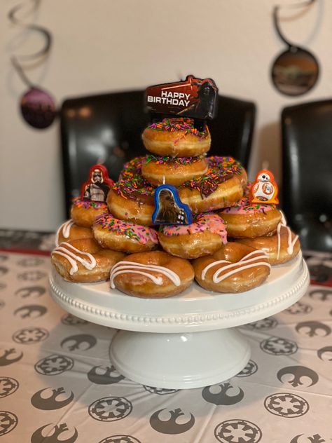 Donut tower aka donut cake Donut Tower, Donut Cake, Cake Donuts, Donuts, Tower, Baking, Cake, Birthday