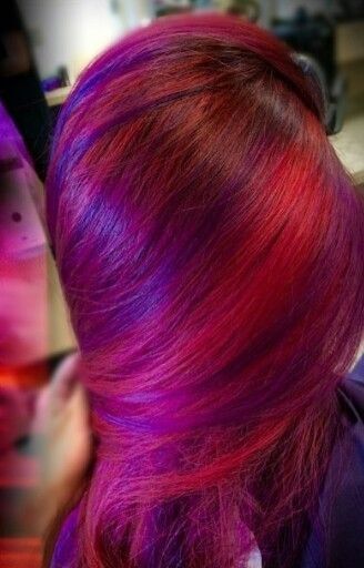 hair, hair colour, multi-colored hair, pink hair, purple hair, pink, purple #highcontrast #waves #xoxomi Red And Purple Hair, Red Purple Hair, Ideas For Hair Color, Pink Purple Hair, Magenta Hair, Multi Colored Hair, Super Hair, Hair Color Purple, Bright Hair