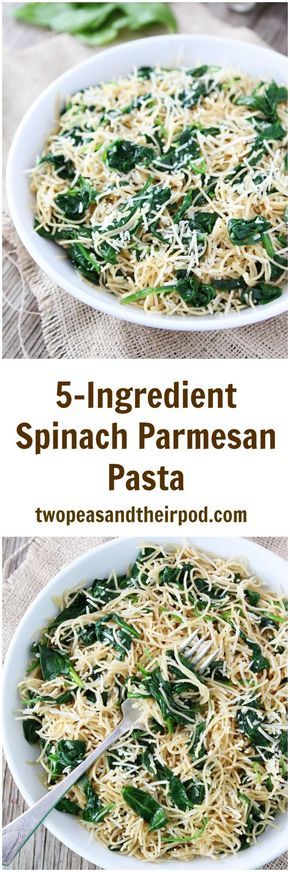 5-Ingredient Spinach Parmesan Pasta Recipe on twopeasandtheirpod.com This easy pasta dish takes less than 30 minutes to make! It is a favorite weeknight dinner! Spinach Dinners, Spinach Pasta Recipes, Spinach Parmesan, Easy Pasta Dishes, Best Pasta Recipes, Parmesan Pasta, Pasta Dinner Recipes, Spinach Pasta, Ingredient List