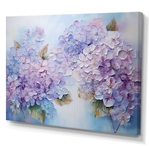 Designart "Purple Hydrangea Paradise Flowers I" Flower Field Wall Art - Bed Bath & Beyond - 39949816 Hydrangea Artwork, Abstract Painting Acrylic Modern, Hydrangeas Art, Paradise Flowers, Purple Hydrangea, Purple Wall Art, Hydrangea Purple, Acrylic Painting For Beginners, Purple Walls