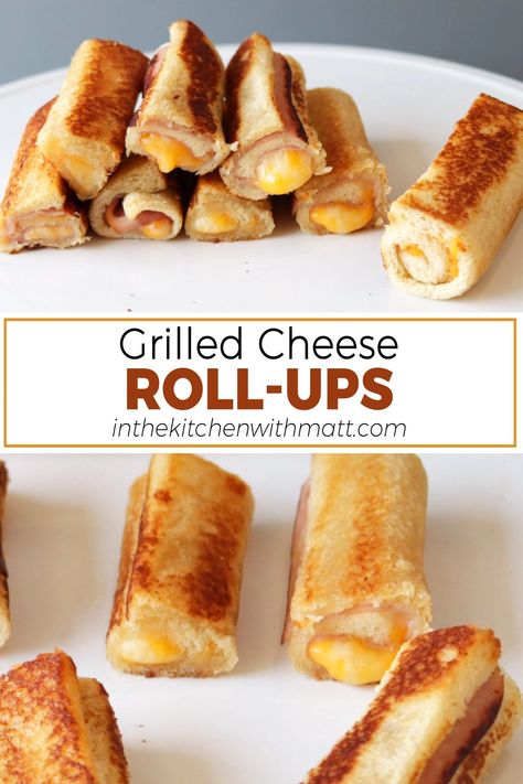 Grilled cheese roll ups pin for Pinterest Rolled Up Sandwiches, Grilled Cheese Lunch For Kids, Grill Cheese Appetizer, Rolled Grilled Cheese Sandwich, Grilled Cheese For Party, Kids Roll Ups For Lunch, Kids Sandwich Ideas Schools, Rolled Grilled Cheese, School Lunch Baking Ideas