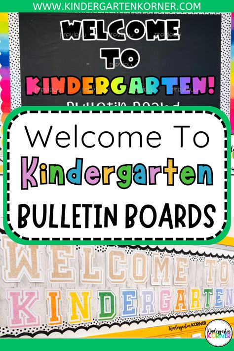 Create the perfect kindergarten welcome bulletin board display in your classroom! Choose from different printable “welcome to kindergarten” lettering and decorations and easily decorate your classroom welcoming bulletin board, door, or hallway for the beginning of the school year! These also will make a great display for the first day of kindergarten or for the meet teacher night! Kindergarten Door Decorations Welcome, Welcome To Kindergarten Bulletin Boards, Kindergarten Welcome, Kindergarten Door, Welcome Bulletin Board, Welcome Bulletin Boards, Kindergarten Bulletin Boards, Welcome To Kindergarten, Kindergarten Letters