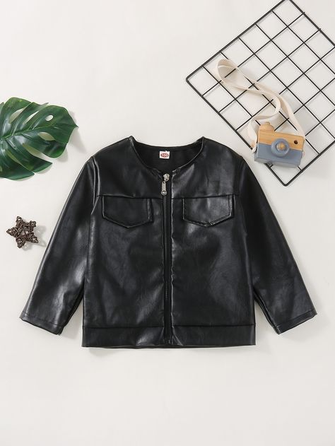 Black Casual  Long Sleeve PU Leather Plain Other  Non-Stretch Fall/Winter Toddler Boys Clothing Leather Jacket Jeans Outfit, Leather Jacket With Jeans, Jeans Leather Jacket, Outfit Leather Jacket, Jacket With Jeans, Leather Jacket Outfit, Jean Outfit, Pu Leather Jacket, Leather Jacket Outfits