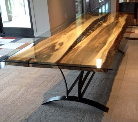 Metal And Glass Dining Tables - Foter Japanese Dining Room, Stone Tables, Organic Furniture, Natural Furniture, Live Edge Furniture, Boardroom Table, Slab Table, Live Edge Table, Live Edge Wood