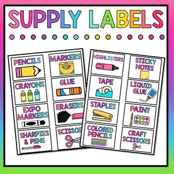 Organize your classroom supplies with these ADORABLE labels! (Over 60 labels included!)INCLUDED: Editable template to add any other labels you need in your classroom! Supply Labels For Classroom Free, Classroom Supply Labels, Classroom Supplies Labels, Teaching Classroom Decor, Bright Classroom, Organized Teacher, Teacher Printables, Classroom Borders, Classroom Organization Elementary