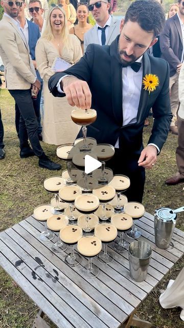 Green Wedding Shoes | Jen on Instagram: "POV: You kick off your cocktail hour with an espresso martini tower ☕️🍸 What a vibe!!  👉���🏼 Tag a friend who would love this idea for their wedding!  Reel thanks to @creativesociete  espresso martini tower: @henryclivecaravanbar photographer: @rachaeltagg wedding dress: @shonajoy  #weddingtrends #weddinginspo #cocktailhour #espressomartini #weddinginspiration" Espresso Martini Tower Wedding, Espresso Martini Tower, Espresso Martini Wedding, Martini Tower, Wedding Reel, Champagne Tower, Wedding Inspired, Sydney Wedding, Espresso Martini