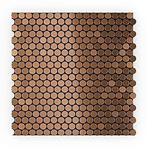 Tiles For Kitchen Backsplash, Metallic Wall Tiles, Tiles For Kitchen, Stick Tiles, Tiles For Wall, Penny Tile, Backsplash Bathroom, Metal Tile, Dark Copper