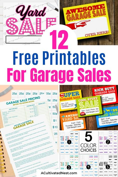 12 Handy Garage Sale Free Printables- Hosting a garage sale? Don’t miss out on these essential garage sale free printables to streamline your sale. Perfect for pricing, signage, and more. Click to download and get ready to sell like a pro! | #GarageSaleTips #FreePrintables #Declutter #yardSaleTips #ACultivatedNest Easy Garage Sale Pricing, Yard Sale Ideas Signs Free Printable, Garage Sale Categories, Free Garage Sale Printables, Garage Sale Signs Printable Free, Pricing Signage, Price Tags For Clothing, Yard Sale Printables, Garage Sale Printables