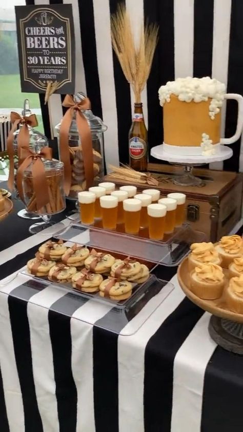 Beers and Cheers Dessert Table in 2022 | Mens birthday party, Birthday bbq, Beer birthday party Golden Anniversary Party, 50th Birthday Party Ideas For Men, Beer Birthday Party, Surprise 30th Birthday, 30th Birthday Themes, 25th Birthday Parties, Mens Birthday, 30th Birthday Decorations, Birthday Bbq