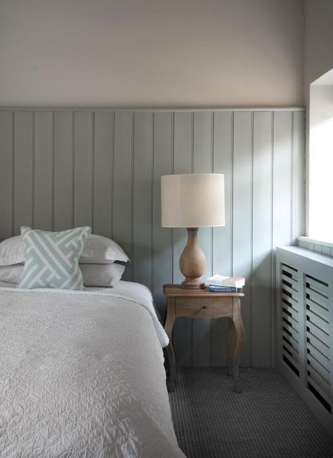 Shiplap Paneling Bedroom, Panelling Walls, Coastal Guest Bedroom, Panelling Ideas, Scandi Bedroom, Wood Panelling, Wooden Panelling, Pembrokeshire Wales, Tongue And Groove Panelling