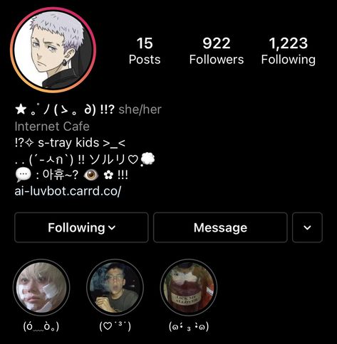 #anime #bio #animebios #instagram #ig #blackandwhite #bw #ideas #inspo #straykids Instagram Anime Bio Ideas, Anime Bios Instagram, Insta Inspo Bio, Ideas Instagram Perfil Bio, Bio Inspo Instagram, Anime Bio Ideas, Anime Ig Bio, Inspo Bio Instagram, Instagram Inspo Bio