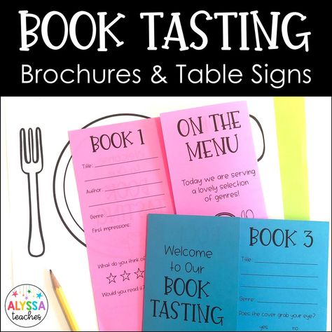 Hosting a book tasting in your classroom or school library is fun and easy with this low-prep set! This is a great way to expose your upper elementary students to a variety of genres with a fun, hands-on activity! Book Tasting Elementary, Book Club Ideas Hosting, Elementary Librarian, Genre Study, Read A Thon, Book Tasting, Library Plan, School Library Displays, Library Work