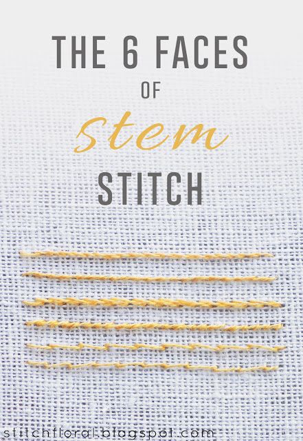 Stitch Floral: The 6 faces of stem stitch Embroidery Stem Stitch, Embroidery Patterns Ideas, Stem Stitch, Embroidery Stitches Tutorial, Patterns Ideas, Embroidery Patterns Vintage, Sewing Stitches, Japanese Embroidery, Silk Ribbon Embroidery