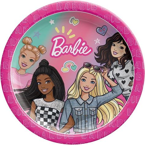 PACKAGE INCLUSION: 8 multicolor barbie dream together round plates - 7" CREATIVE DESIGN: This plate adds a chic vibe to your venue. IDEAL FOR YOUR CELEBRATION: This is perfect for your themed parties, events, occasions, and other affairs. Barbie Party Supplies, Birthday Plates, Dream Together, Birthday Party Snacks, Barbie Birthday Party, Diy Balloon Decorations, Party Kits, Barbie Birthday, Kids Party Supplies