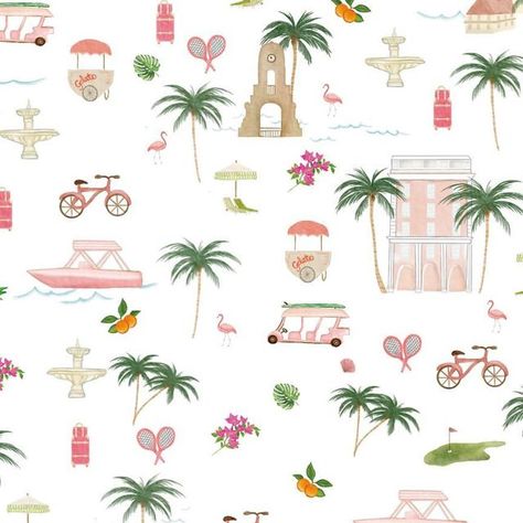 Palm Beach Becky Design Studio on Instagram: "New Palm Beach Print ✨ 🏝️ 🌺👙☀️🌊" Palm Beach Design, Palm Beach Color Palette, West Palm Beach Aesthetic, Palm Beach Aesthetic, Chinoiserie Invitation, Palm Beach Print, Beach Color Palettes, Beach Cartoon, Florida Decor