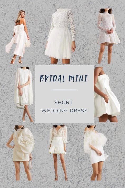 Mini wedding dresses are great as a second wedding dress for the reception party. They are also the perfect elopment or alternative wedding dress. #bridalmini #miniwedingdress Quirky Wedding Dress, Bridal Mini Dress, Wedding Dress Shapes, Second Wedding Dress, Bridal Mini, Mini Dress Wedding, Mini Wedding Dress, Alternative Wedding Dress, Second Wedding Dresses