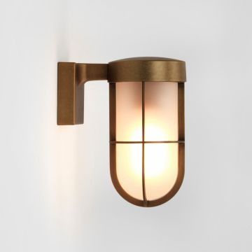 Astro Cabin Wall Frosted Outdoor Wall Light in Antique Brass Glass Cabin, Wall Light Fittings, Astro Lighting, Exterior Wall Light, Glass Wall Lights, Outdoor Wall Lantern, Dimmable Lamp, Bathroom Wall Lights, Modern Wall Lights