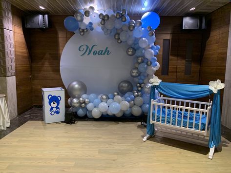 Cradle Decoration With Balloons, Backdrop For Naming Ceremony, Balloon Decoration For Naming Ceremony, Naming Ceremony Balloon Decorations, Baptism Stage Decoration Kerala, Naming Ceremony Backdrop, Cradle Decoration Ideas, Tedak Sinten, 25th Anniversary Party Decorations