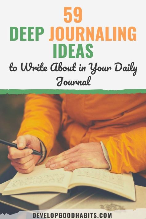 If you have the goal to write in a daily journal, then try using journaling prompts to give your writing focus. These 59 ideas offer a great starting place for your daily journal. via @HabitChange Journal Subjects Ideas, Male Journal Ideas, What To Journal About Daily, Writing Journal Ideas, How To Start Journal, Idea Prompts, Things To Write About, Things To Write, Writing Journals