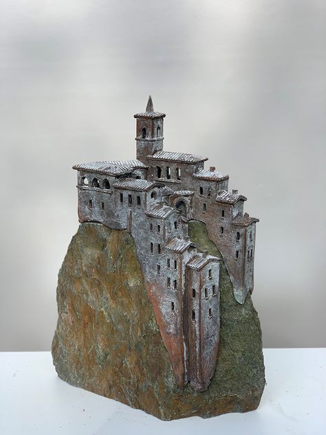 Clay Buildings, Mine Entrance, Castle Model, Clay Fairy House, Mini Mundo, Upcycled Gifts, Architectural Sculpture, Pottery Houses, Clay Fairies