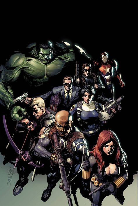 "The Most Dangerous Secrets We Have... Are The Ones We Keep From Ourselves."     The new Nick Fury leads a covert Avengers strike team including but not limited to Hawkeye, Black Widow, The Hulk, The Winter Soldier, Maria Hill and Phil Coulson on missions so dangerous, even the team members themselves can't know about them! Secret Avengers, Avengers 1, Avengers Comics, Arte Dc Comics, New Avengers, Marvel Comic Character, Marvel Comics Art, Comic Book Covers, Artist Gallery