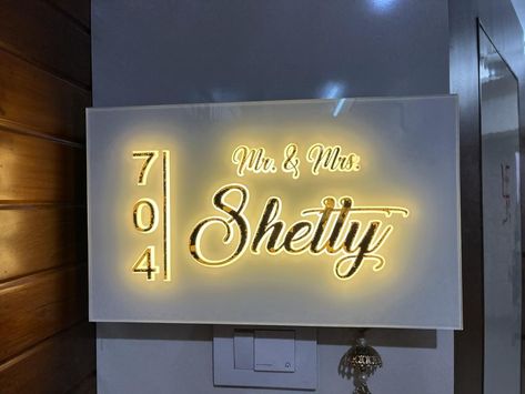 Modern Nameplates For Home, Name Plates For Home Main Gate, Name Plates For Flats Modern, Name Plates For Home Light, Home Number Plate Design, Simple Name Plates For Home, Name Plates For Flat Doors, House Name Plate Ideas, Name Plates For Home With Light