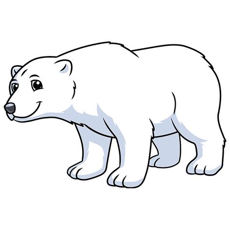 Polar Bear Drawing Cartoon, How To Draw A Polar Bear, Polar Bear Drawing Easy, Bear Cartoon Images, Polar Bear Template, Polar Bear Outline, Bear Face Drawing, Schnee Party, Polar Bear Paint