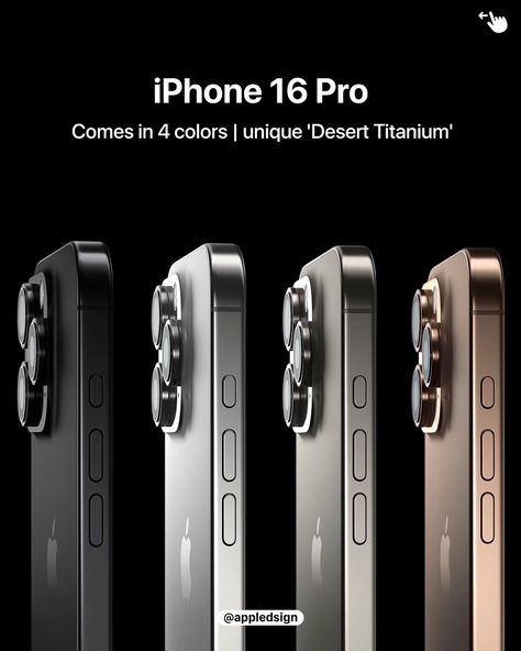 The new bigger iPhone 16 Pro and iPhone 16 Pro Max are here and they come in a gorgeous, stunning new Desert Titanium packed with amazing new features like Camera Control, A18 Pro Chip and Studio Quality Microphones! Do you plan on upgrading? Share it with us in the comments! _______ #iphone16pro #iphone16promax #ios18 #newiphone #refinedsign Iphone 16 Pro Aesthetic, Iphone 16 Colors, Bond Paper Design, Color Design Inspiration, Unique Desserts, Bond Paper, Aesthetic Iphone, Iphone 16 Pro, Apple Products