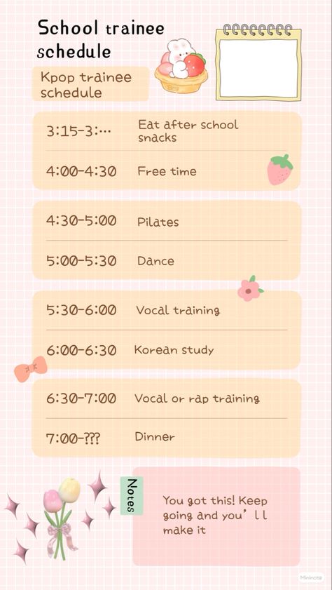 Kpop Idol Schedule, Trainee Kpop Schedule, Schedule After School, Kpop Trainee Daily Schedule, K Pop Trainee, Kpop Trainee, School Schedule, Beauty Routine Tips, School Study Tips