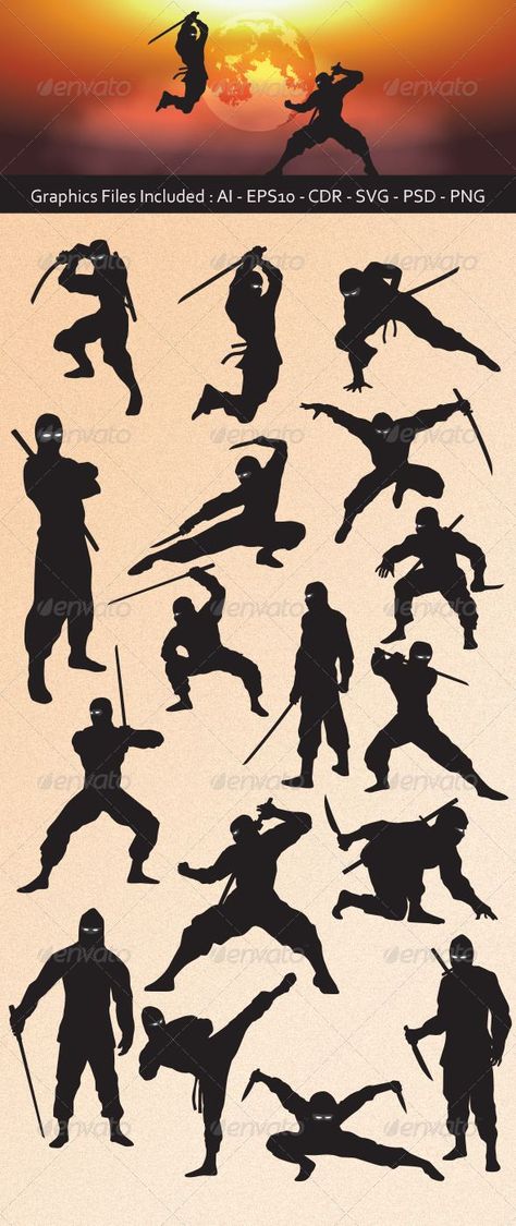 ninja silhouette svgs Arte Ninja, رورونوا زورو, Ninja Art, Pencak Silat, Image Swag, Background Transparent, 흑백 그림, Art Asiatique, 다크 판타지