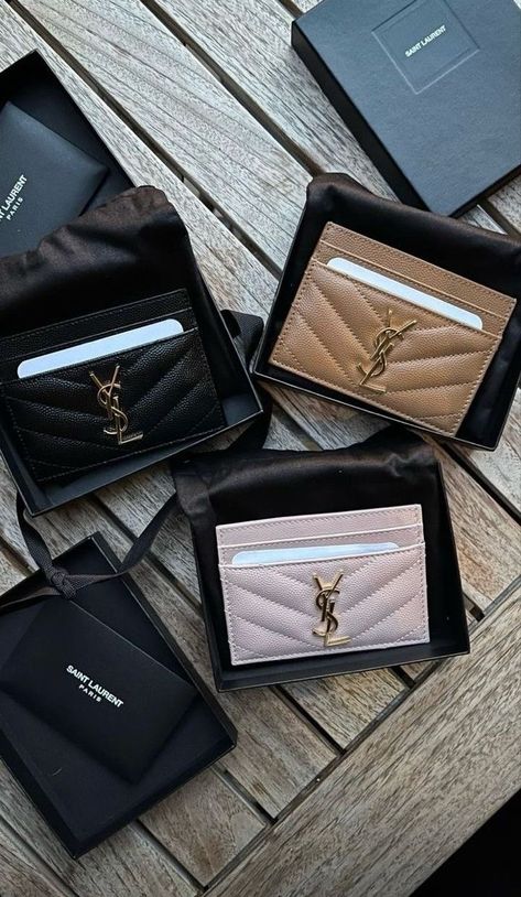 Ysl Wallet Aesthetic, Cardholder Aesthetic, Ysl Card Holder, Ysl Purse, Ysl Wallet, Luxurious Aesthetic, Ysl Bags, Purse Essentials, Handbag Essentials