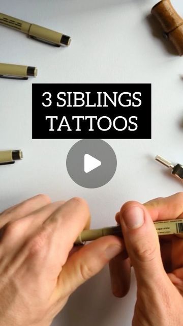 Twin Sibling Tattoos Brother And Sister, Cool Siblings Tattoos, Tattoos For Three Brothers, Fine Line Tattoo For Siblings, Three Sibling Tattoos Simple, Fine Line Sibling Tattoo, Three Siblings Tattoo, Matching Tattoos For Siblings Of 3, Trio Sibling Tattoo