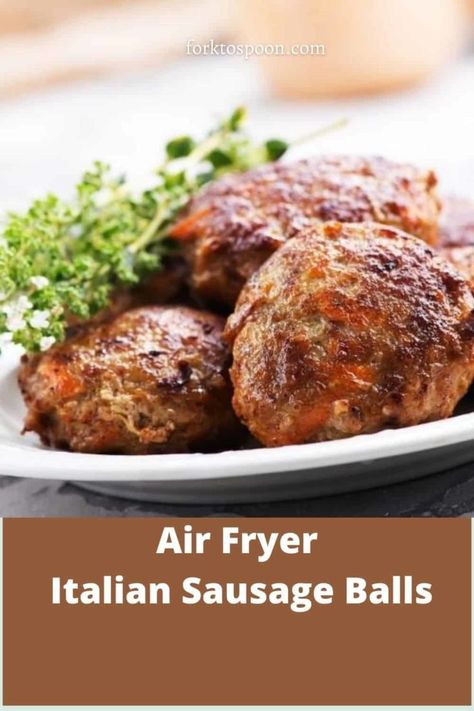 AIR FRYER ITALIAN SAUSAGE BALLS Italian Sausage Balls, Air Fryer Italian Sausage, Ground Italian Sausage Recipes, Sausage Meatballs Recipes, Italian Sausage Meatballs, Sausage Meatballs, Italian Meatballs Recipe, Blood Sausage, Air Fryer Cooking Times