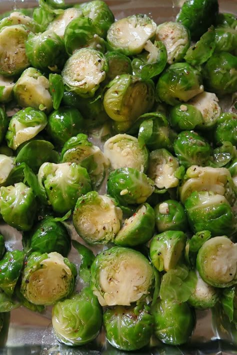 Brussels Sprouts Marinated In Italian Dressing - Cooking Brussels sprouts so they're tender but still firm is half the battle; the other half is adding in some perky flavors like this fresh dill and Italian dressing marinade. Made with frozen brussels sprouts, Italian salad dressing, onion, garlic, dill weed | CDKitchen.com Marinated Brussel Sprouts, Brussel Spouts, Italian Dressing Marinade, Marinated Veggies, Freezing Brussel Sprouts, Italian Dressing Recipe, Baked Brussel Sprouts, Italian Dressing Recipes, Recipe Italian