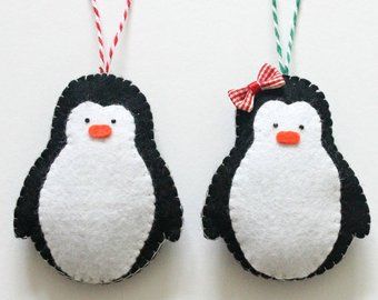 Felt ornaments | Etsy Penguin Decorations, Penguin Christmas Tree, Penguin Christmas Decorations, Gingerbread Man Decorations, Penguin Christmas Ornaments, Felt Penguin, Penguin Decor, Penguin Ornaments, Felt Crafts Christmas