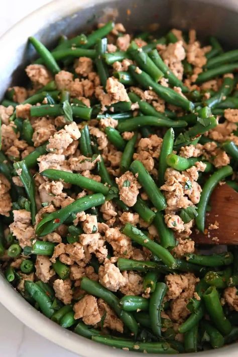 Thai-Style Ground Turkey and Green Beans {20-Minute Meal} - Mel's Kitchen Cafe Ground Turkey And Green Beans, Turkey And Green Beans, Soy Sauce Green Beans, Grilled Teriyaki Chicken, 20 Minute Recipes, Homemade Teriyaki Sauce, Fresh Green Beans, Kitchen Cafe, Make Ahead Meals